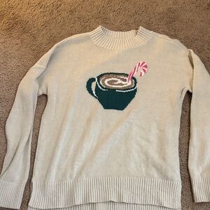 Abercrombie Kids Cream Sweater with Hot Cocoa Design